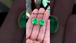 Making 18K yellow gold bezel set emerald earrings
