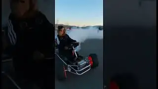 Milo drifting his go kart around the track 😅 #funny #monkeyvideo #monkey #racing #gokart #animal