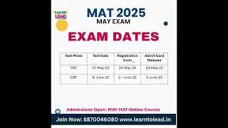 MAY MAT 2025 Exam Dates | Join MBA in 2025 | Last Opportunity #mba2025 #matmay2025