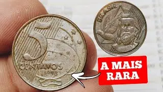 MOEDA 5 CENTAVOS 1998, MOEDA ANTIGA DO REAL ,VALORES ATUALIZADOS 2024.
