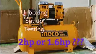 Ingco 2hp/50L(actual 1.6hp only) air compressor | ACS112501P | unboxing | set up | testing | review