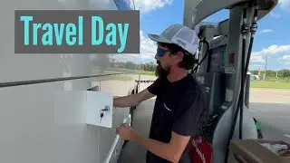 Short Travel Day in Our Prevost Bus Conversion | Driving, Setup & Camping Mishaps!