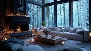 Snow Falling Fire Burning Soft Piano Playing Slowly For Calm Thoughts And Deep Rest