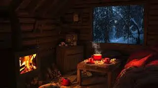 Winter Attic Escape 🌨️ Crackling Fireplace, Snowstorm & Gentle Space Sounds for Restful Sleep