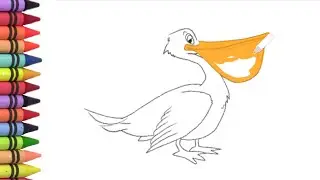 Menggambar, melukis dan mewarnain burung bangau