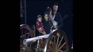 Meredith Gaudreau and her children lit the cannon ahead of tonight&rsquo;s Flames vs. Blue Jackets game ❤️