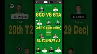 PRS VS MLS DREAM11 TEAM | Sco vs Sta Dream11 match prediction | Sta vs Sco Dream11 20th T20 BBL 2022