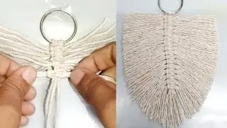 macrame leaf tutorial easy //leaf key ring making at home with won hand // keychain making