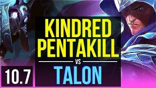 KINDRED vs TALON (MID) | Pentakill, 6 early solo kills, 600+ games, KDA 18/4/9 | NA Diamond | v10.7