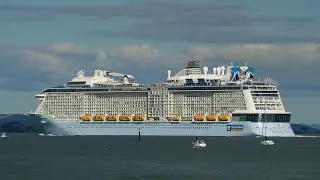 Cruise Ship ANTHEM OF THE SEAS leaves Auckland 4K