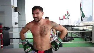 Muaythai muppets push kick into step side left hook low kick
