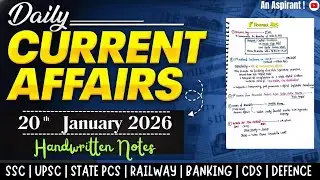 20th January 2026 || Daily current affairs || Handwritten notes || An Aspirant !