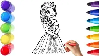Cute Princess Elsa Drawing, Painting & Coloring For Kids Toddlers_ Kids Art