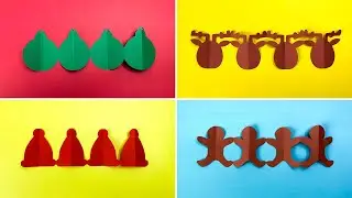 How To Make Christmas Paper Chains (Reindeer, Gingerbread, Santa Hat, Christmas Ornament)