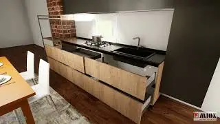 Scavolini, modello Disel industrial in ambiente rustico