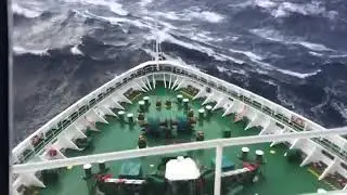 Ship in Storm | Cruise Ship Climbing Up Big Waves