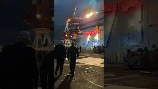 President Trump walks with Captain Timothy Waits on CVN 73&nbsp;🇺🇸