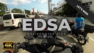 Quezon City to Makati via EDSA motorcycle ride scooter ride in 4K | Riding in the Philippines