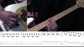 Two Minutes to Midnight Bass Lesson On-screen tab and performance with slowed down bass