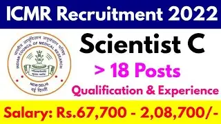 ICMR Recruitment 2022 | ICMR Scientist C Recruitment 2022
