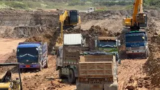 182: Harmonious Heavy Equipment Collaboration: Dump Trucks Unite for Efficient Site Operations!