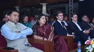 Meenakshi lekhi in International Lusophone Festival in Goa with Honble CM of Goa Dr Pramod Sawant ji