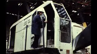 1973 Mystery reel! Female heavy crane operator, unknown stadium construction, USA