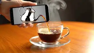 Surreal Coffee Pour from Phone to Cup #coffee #shorts #shortsfeed 