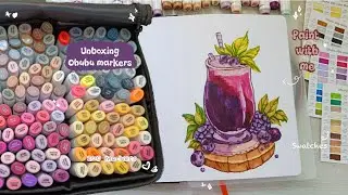 Unboxing 200 colors double tipped Ohuhu markers/ Menorah sketchbook/ Paint with me 🍹