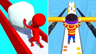 Snow Race vs Roof Rails🍑🟥All New Levels Walkthrough Gameplay BG11