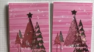 Weihnachtssch&uuml;ttelkarte in Bonbonrosa mit Glitter und Glamour - Stempelschaukel