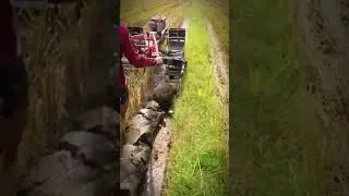 Farmer Plowing Rice Field Alone with Mini Sling Tractor! #FarmingLife #Shorts