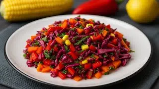 A Fall Rainbow Salad You&rsquo;ll Love 🍂 Purple Cabbage, Carrot & Corn