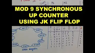 MOD 9 Synchronous Up Counter Using JK Flip Flop | Mod 9 Up counter | Counter using JK flip flop