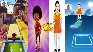 ELLA Core Crew vs SQUID GAME SUBWAY SURFERS - TILES HOP 2 - Tua5