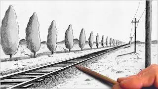 Railway Track Drawing Tutorial for Beginners | One-Point Perspective Made Easy