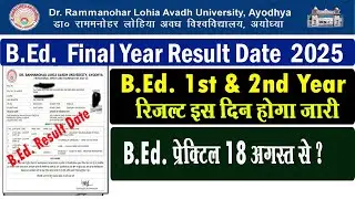 Rmlau bed final year result date 2025 l rmlau bed 2nd year ka result kab aayega l #reelsrmlauexam