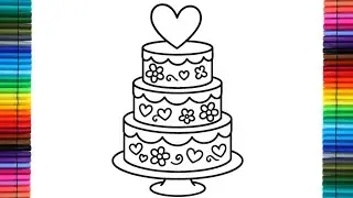 Birthday Cake Beautiful Drawing For Kids | Drawing Cake Step By Step For Kids | Kids Easy Drawing | 