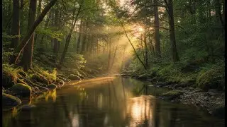 Deep Tranquility – Forest River Ambience in a Cool Woodland for Focus & Healing 🌫️🌿