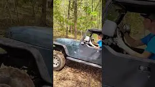 Learning to Off Road on a Backyard course #jeepwranglerYJ #backyard #offroading