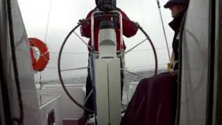 Hanse 35 sailing with south westerly winds, 20 knots, via Svendborg Sund to Svendborg