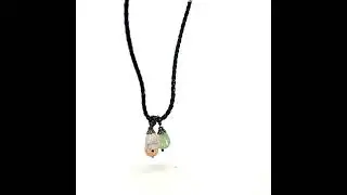 Crafted Braided Black Leather Cord with Multi Coloured Drop Stone Necklace