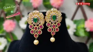 Jhumkas | Diamond Earrings | AD Stone Jhumkas | Earrings Collection | Ruby and Emerald Stone | AD CZ
