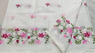 Budget sarees, Cotton kota embroidery work saree with blouse @evergraceonline