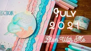 PLAN WITH ME | July 2021 - Illustrated Bullet Journal - Dolphins