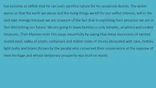 Chapter: Wasteland by Marya Mannes Grade 11 New Course Explanation,Summary and Questions and Answers