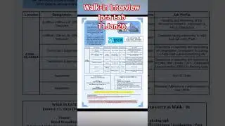 Walk-in Interview I Ipca Lab | 110126 #job #pharma