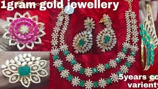 Trendy 1gram gold jewellery designs 2020|emerald jewellery|ruby|Cz stone|emerald|roldgold jewel