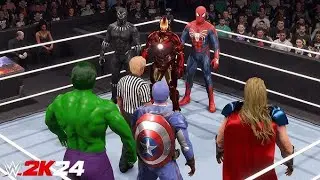 Team Captain America Vs Team Iron Man | Tag Team Match - WWE 2K24 - PS5 [4K 60FPS]