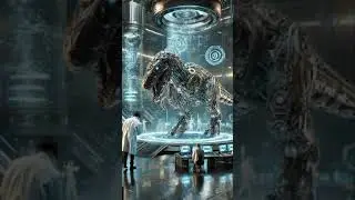 Futuristic Dino Robot Roars Inside a High-Tech Lab